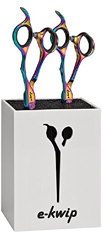 E-Kwip Education Set Color - Bunte 5,5 Zoll Profi Schneide- & Modellierschere aus Japanstahl - inkl. Acryl Scherenständer