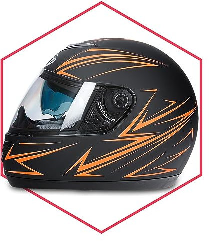 Integralhelm Mit Sonnenblende Schwarz-Orange Matt 55-56 Motorradhelm Klapphelm