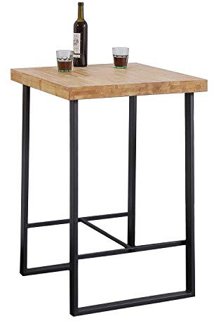 duehome | Natural, Mesa Alta de Cocina, Mesa de Bar, Barra, Mesa Contract, Color Roble Salvaje y Negro, Medidas: 70 cm (Ancho) x 70 cm (Fondo) x 100 cm (Alto)