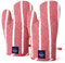 Encasa Homes Long Forno Microwave guanti guanti guanti da forno (2 pz set) per cucina cucina e cottura - Resistente al calore, spessa e sicura - Red Stripes Roma
