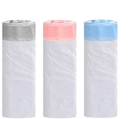 3 Rollos de Bolsas de Basura de 20 Litros Con Asa de Cordón, Altas y Fuertes Sin Perfume, para Interiores, Dormitorio, Cocina, Oficina (45 x 50 cm)