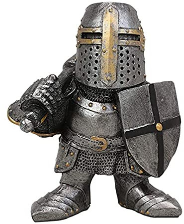 Nain De Jardin Statue De Jardin Gardiens Gardiens De Garde Armure Chevalier Sculpture Gnome Figurine De Jardin Décoration Pour La Maison, La Cour, La Pelouse, Le Jardin, 13x9 Cm (004)
