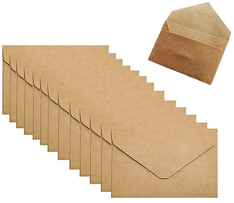 60Pcs/Set mini Kraft-Umschlag briefumschläge braun Kraftpapier BriefumschläGe briefumschläge kraftpapier kraftpapier umschläge FüR Geschenk GrußKarten Einladung Hochzeit, Geburtstag(10.5x7cm)