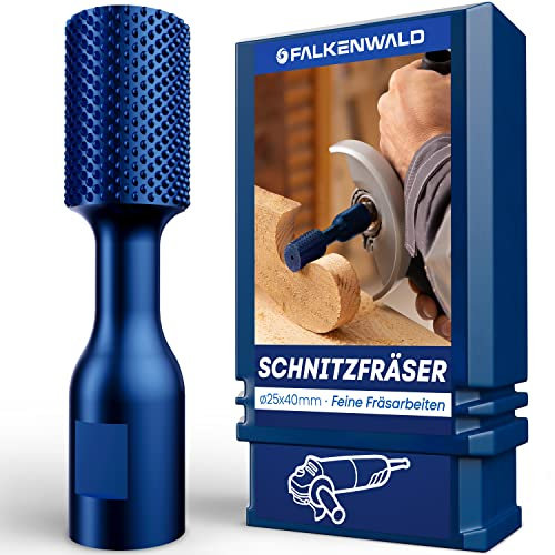 FALKENWALD® Zylinderfräser Holz 25mm Fein - Winkelschleifer Zubehör für Holzbearbeitung - Frässcheibe für Winkelschleifer Holz - Fräsbohrer Holz Fräser - Zylinder Raspel Holz