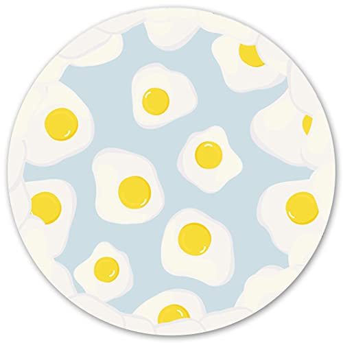 SparrowFloor Teppich Bodenschutz in der Küche ⌀ 80cm Runder Modernes Zuhause PVC Küchenmatte Vinyl-Boden Schlichte Matte Vinyl-Teppich - Spiegeleier