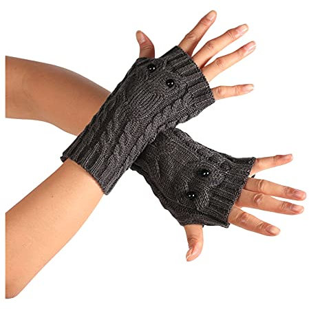 JOYISURE Handschuhe Damen Warm Dünn Eule Twist Strickhandschuhe Stretch Strickhandschuhe Kaschmir Warme Winterhandschuhe Skifahren Skihandschuhe Baumwollhandschuhe für Skifahren Outdoor(#04)