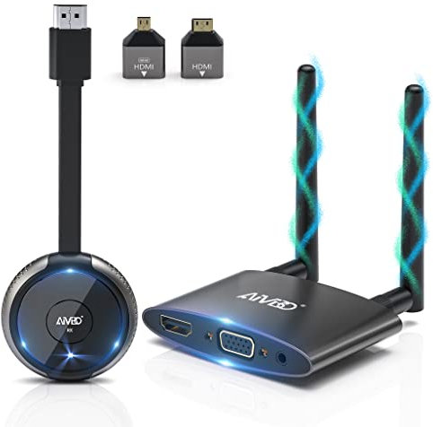 MpioLife 4K/5G Wireless HDMI Transmitter and Receiver, Kabellos HDMI Sender und Empfänger 165FT, VGA&HDMI Dual Screen Funkübertragung von Laptop/TV Box/Camara auf TV/Projektor, für Heimkino/Meeting