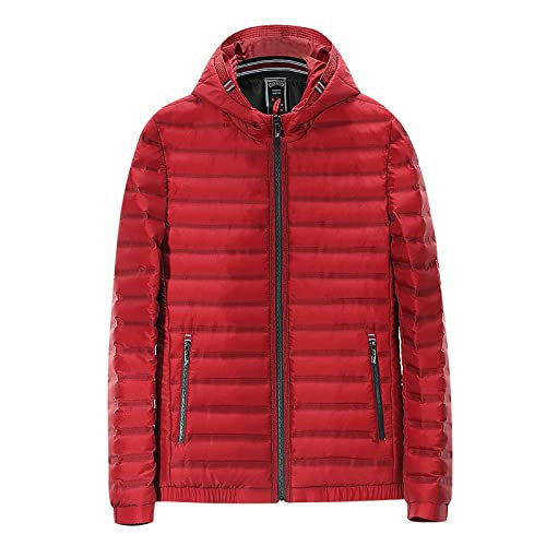 MAOTN Giacca riscaldante Uomo all'aperto,Termica Inverno Batteria Giubbotto riscaldato,Cappotto Giubbino riscaldanti Cappuccio USB,Capispalla Lavabile(Batteria Non Inclusa),Red,XXL