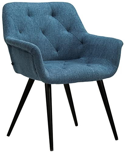 CLP Esszimmerstuhl Langford I Stoff I Kunstleder I Gesteppter Polsterstuhl I Stuhl Mit Bodenschonern, Farbe:blau, Material:Stoff