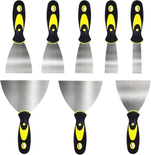 8Pcs Spatole in Acciaio Inossidabile, BetterJonny Set di Coltelli di Spatola per Stucco Frattazzo Spatole Raschietti Coltelli da Stucco con Manico in Plastica Antiscivolo 25 40 50 60 75 100 125 150mm