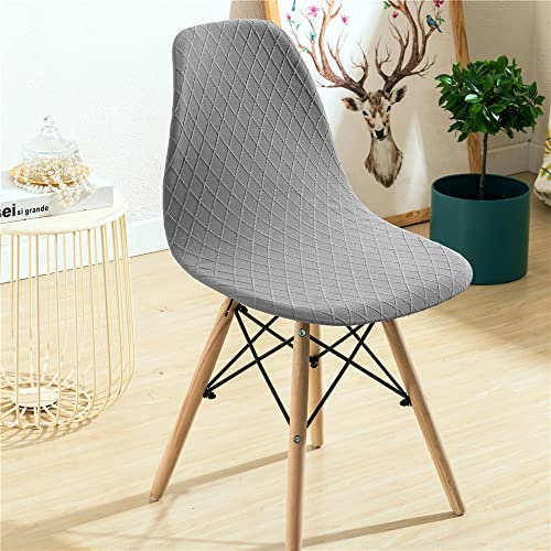 Highdi Stuhlhussen Schalenstuhl Bezug Stretch Universal Esszimmerstühle Bezug Plaid Jacquard Stoff Abnehmbar Waschbar Stuhlbezug Wohnzimmer Büro Küchenstühle Husse (Grau,6 Stück)