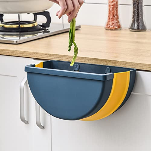 UIYIHIF Mini papelera plegable colgante para puerta de armario de cocina, cubo de basura plegable montado en la pared, cubo de basura plegable debajo del fregadero, mini contenedor de basura para