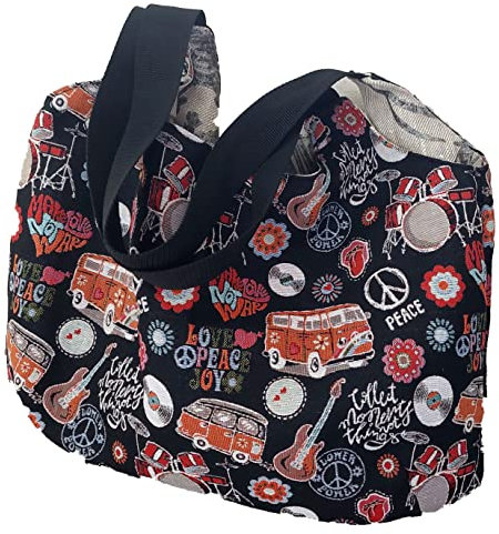 Tasche Handtasche Schultertasche Beuteltasche Handarbeit Retro Fahrzeuge Handmad