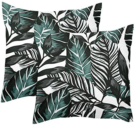 Monstera Tropical Palm Leave 2PCS Throw Cushion Covers Soft Velvet Pillow Case Modern Decorative Double Sided Designs Pillowcase, 50x50cm (Innenkissen nicht im Lieferumfang enthalten)
