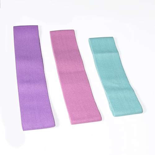 Fitnessband 3-er Set: Gymnastikband Widerstandsband aus Baumwolle und Polyester für Fitness Reha Sport Yoga. Für Heimtraining, Fitnessstudio oder Büro. 3 Workout-Bänder in unterschiedlichen Stärken
