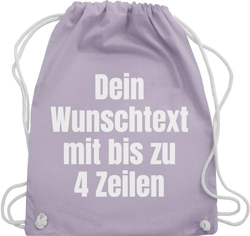 Turnbeutel Rucksack - Aufdruck selbst gestalten - Wunschtext I Eigener Text I Custom Text - Unisize - Pastell Lila - personalisierter beutel stoffbeutel name personalisierte datum beuteltasche