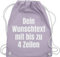 Turnbeutel Rucksack - Aufdruck selbst gestalten - Wunschtext I Eigener Text I Custom Text - Unisize - Pastell Lila - personalisierter beutel stoffbeutel name personalisierte datum beuteltasche