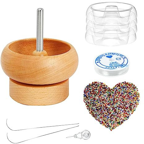 Storaffy Bead Spinner Schale Set | Ton Perlenmühle aus | Langlebiger Perlen Spinner mit Perlennadeln und 1000 Perlen | Quickly Perlenspinner Bastelzubehör für Perlenweben & Schmuckherstellung