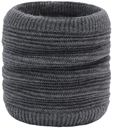 Pluto & Fox Unisex Solid Color Crochet Wool Thermal Neck Gaiter With Sheepskin Inside For Winter Warm Balaclava For Cycling Motorcycling, dark grey, 22*47cm