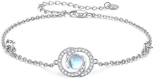 REDSUN Mondstein Armband 925 Sterling Silber Mondstein Armband Mondstein Schmuck Geschenk für Frauen Mädchen Mutter