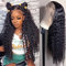 55.88cm Deep Wave Lace Front-Perücke Echthaar 13x4 HD Lace Front-Perücke Front-Perücken mit tiefen Locken Kleberfreie Damen-Perücken(22 Zoll)