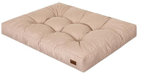 DOGGY Hundebett, Rechteckig Hundematratze, Hundecouch, mittel Hunde, Kissen, Korb, Haustier, Hundebox, Schlafplatz, Hundemöbel, [L] - 90 x 70 cm, Beige