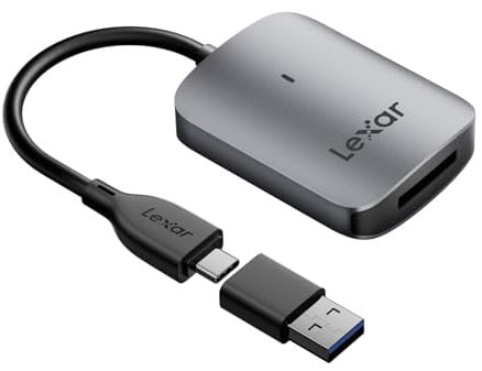 Lexar RW515 CFexpress Typ A Kartenleser, bis zu 900 MB/s, USB 3.2 Gen 2 Speicherkartenleser für CFe Typ A Karte, CF Kartenleser inklusive USB-C-Kabel/USB-C-zu-USB-A Adapter (LRW515U-RNHNG)