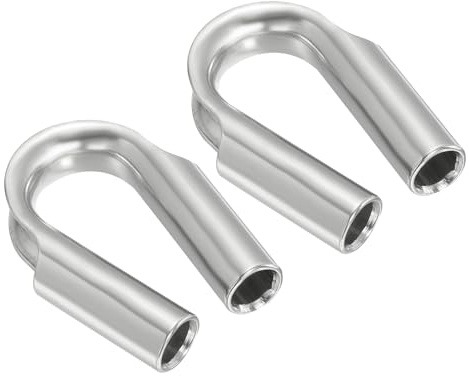 PATIKIL 2 Pack 3/8 10mm Draht Seil Schlauch Fingerhut 304 Edelstahl Silber | Für Schlepptauwerk, Seil Fingerhut