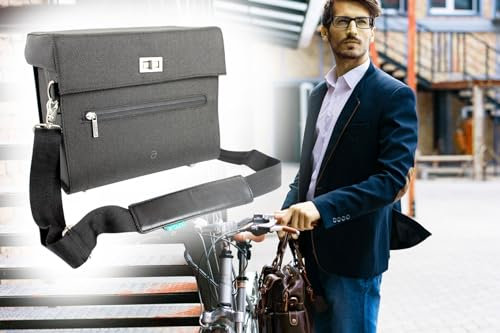 BISOMO Luxus Fahrrad Lenkertasche Fahrradtasche Lenker 9 Liter inkl. CNC ALU Adapter, Schultergurt, Regenhaube, Ziernähte, 28 x 22 x 15cm