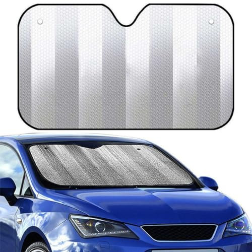 AKJAXQU Parasol Coche Delantero,Parasol Luna de Coche Metalizado Cortina Reflectante para Vehículo Protección Rayos UV Parabrisas, Protector Solar Camionetas, Todoterrenos, Furgonetas (130 x 60cm)