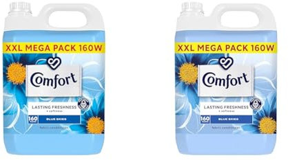 Comfort Blue Skies Fabric Conditioner with Stay Fresh technology for 100 days of freshness + fragrance* 160 wash 5 l, Packaging may vary (Pack of 2)