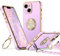 XYZ for iPhone 15 Plus Case with Stand, Heart Lanyard for Girls Women, Luxury Cute Bling Protective Phone Cover for iPhone 15 Plus, Purple