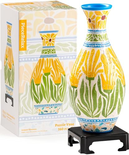 PieceRelax 3D Puzzle Blumenvase – Summer Blossom | 160 Kunststoffteile | DIY-Vase zum Selbstbauen | Entspannendes Geschenk für Zuhause [S1041]
