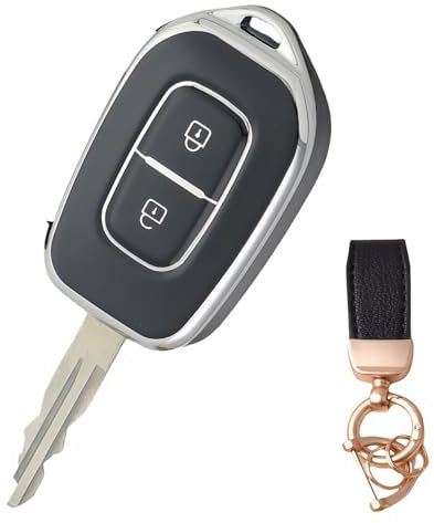 NEUHOO Voiture Accessoires pour Dacia Sandero Stepway 3 2020-2024 2025 Coque Clé et Porte Cle, Silicone TPU Protection Clef étui Clé (Noir-1)