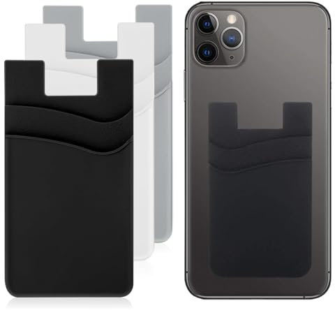 3-Pack Cell Phone Adhesive Wallet Sleeve - Self-Adhesive RFID Card Holder for Every Smartphone