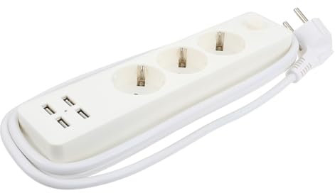 CAXUSD Regleta 4 Puertos USB Corriente Estándar Europea Cargador Múltiple Cable USB C