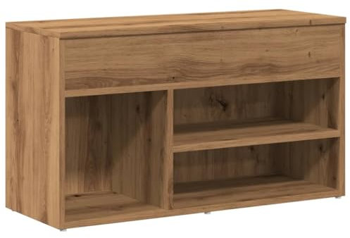 vidaXL Schuhbank Artisan-Eiche 80x30x45 cm Holzwerkstoff, Flurbank, Sitzbank, Aufbewahrungsbank, Dielenbank, Sitzbank Flur, Schuhablage