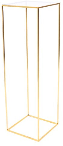 HuKaiL Gold Blumenständer Metall, Hochzeitsvase Blumensäule Säulenform, Goldvasen Säule Dekosäule Pflanzenständer für Hochzeit Herzstück Tische Wohnzimmer Cafe, 31x31x100cm