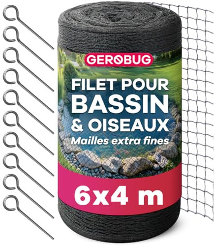 GEROBUG Teichnetz feinmaschig 6x4m - witterungs- & UV beständiges Teichnetz gegen Reiher - Vogelschutznetz, Laubnetz Teich, Hühner Netz feinmaschig, Vogelnetz, Laubschutznetz