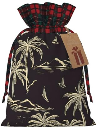 NBRIEU Reusable Palm Tree Print Gift Bag for Christmas Party Wedding