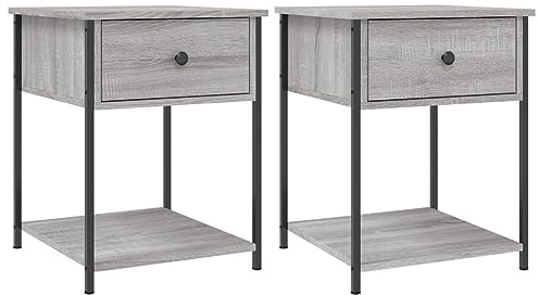 vidaXL Engineered Wood Bedside Tables 2 pcs Grey Sonoma - Modern Design with Ample Storage and Display Space