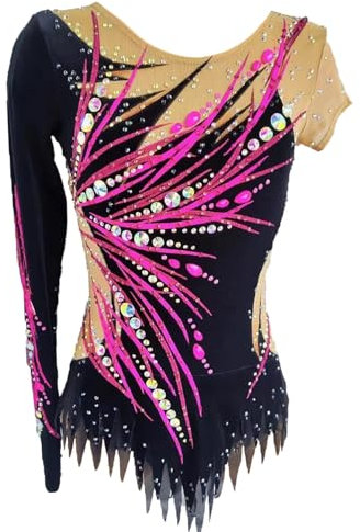 Kmarouse Rhythmische Gymnastik-Trikot for Frauen, Hochelastischer Handgefertigter Kunstturnen-Wettkampfanzug(4XL)
