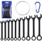 GOLD DEER 10PCS Mini Wrench Set Standard Metric 4mm-11mm Ignition Wrenches Open End and Box End Combination Wrench Set with Portable Pouch and Key Rings, Black Electrophoretic Coating
