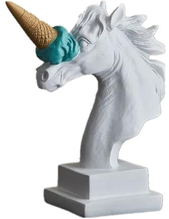 Moderne Kunst Eiscreme Zertrümmernde Einhorn Statue Europäische Moderne Einfache Büste Statuen Heim Desktop Dekor Harz Schlafzimmer Wohnzimmer Dekoration Innenfigur Ornament Geschenk Veranda(2)