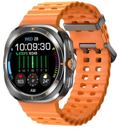 Ethelred JS Watch 7 Ultra Smart Watch 1:1 47 mm Watch7 Schermo AMOLED Bluetooth Chiamata Quadrante Personalizzato Bussola Uomo Donna Smartwatch (Arancione)