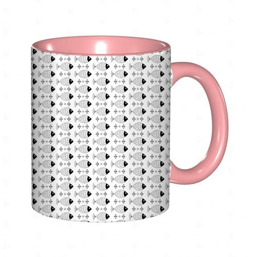 EKLMPS Becher aus Keramik, Ideal als Geschenk, Hochwertiger Aufdruck, Tasse mit Motiv, Tee Becher, Coffee Cup, 330ml,Das Muster ist gleichmäßig gefüllt. auf weißem Hintergrund