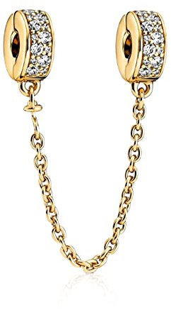 Rimgoris 925 Sterling Silver Women Bracelets Necklace Plated Clear Pavé Safety Chain Clip Women Bracelet Glod Charm Mother's Day with Zirconia