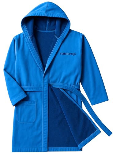 Accappatoio Uomo Cotone Spugna Doppio Tessuto con Cappuccio - 100% Cotone Naturale Ultra Assorbente, Piscina, Palestra - Accappatoio Microspugna Donna (IT, Testo, XXL, Regular, Regular, BLU ROYAL)