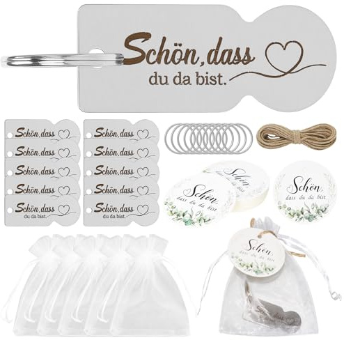 Fegat 20 Stück Acryl Einkaufswagenchip, Schlüsselanhänger-Packs mit Etiketten Kraftpapier und Organzabeutel, Gastgeschenk für Hochzeiten Abschluss Taufen Geburtstage Feiern