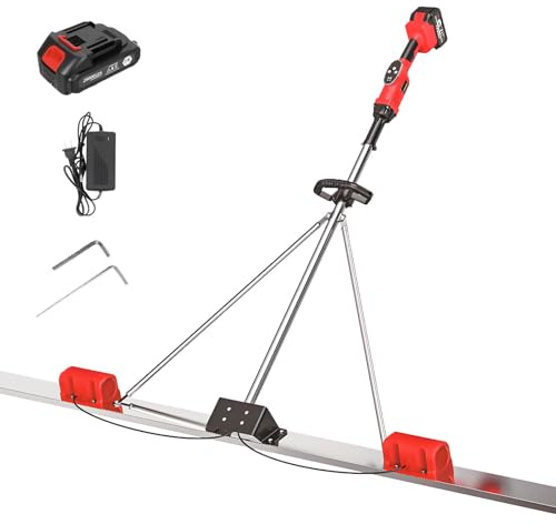 KPOUYYDS Power Concrete Screed, Cordless Cement Leveler, with 5ft Stainless Steel Board, Brushless Motor, 3000-6000 RPM, 9 Speed Setting 150cmSinglemotormodel-Twobatteries
